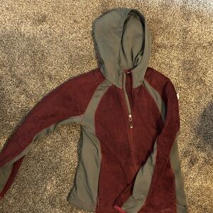 Women's Burgundy and Gray Hooded Jacket